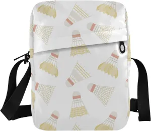 VIGTRO Small Messenger Bag Purse, Shuttlecock Pattern Mini Crossbody Bag with Adjustable Strap for Women Men, Sports Badminton Small Shoulder Bag for Travel Outdoor Sports