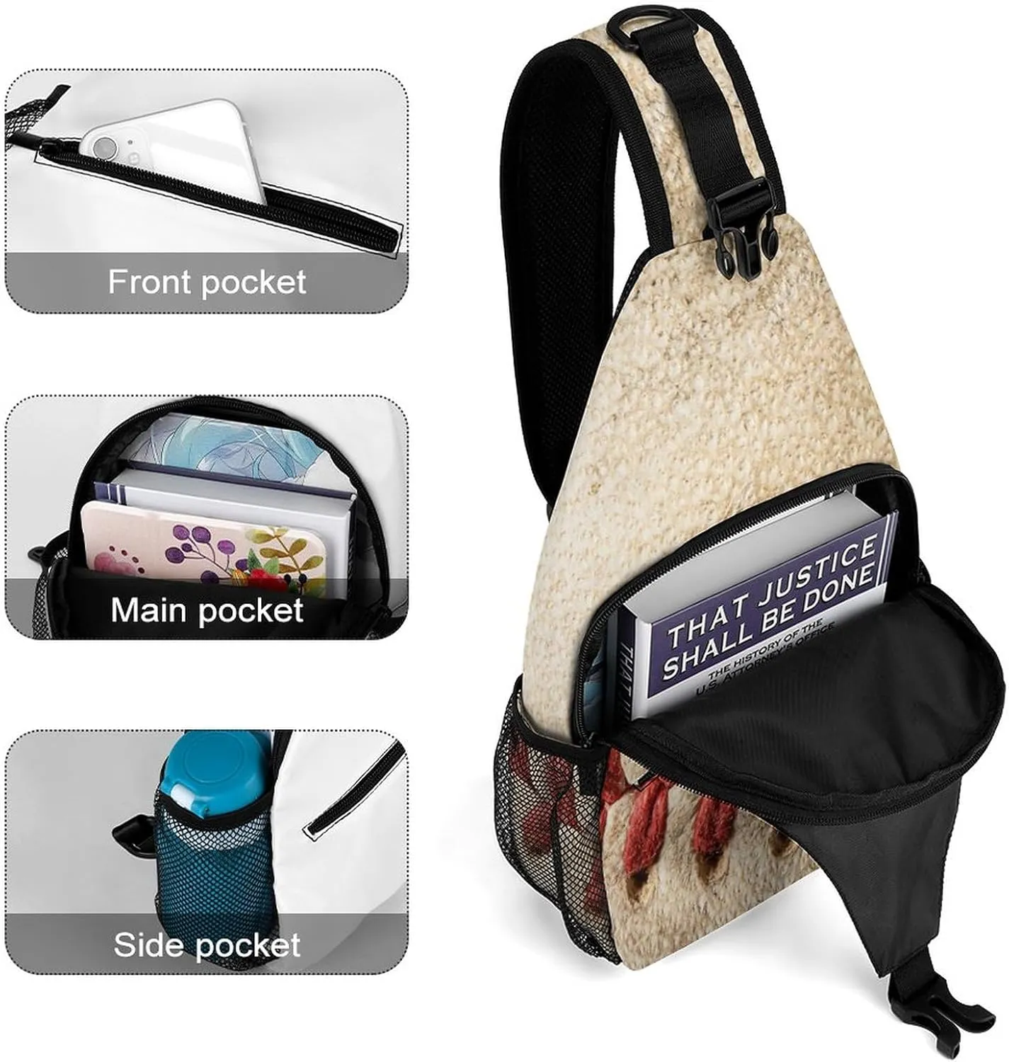Vintage Baseball Laces Sling Bag Crossbody Shoulder Backpack Adjustable Lightweight Travel Hiking Casual Daypack for Men Women