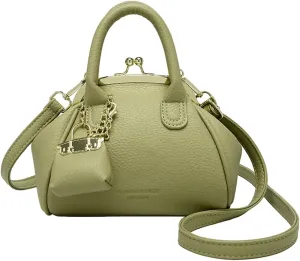 Vintage Kiss Lock Purse for Women Trendy PU Leather Crossbody Bag Satchel with Top Handle Wedding Evening Clutch