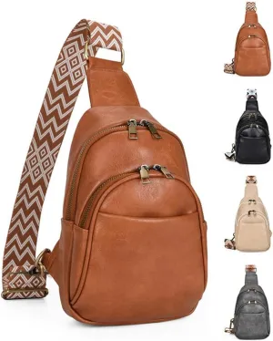 Vintage Sling Bag for Women Crossbody Sling Backpack Multipurpose Chest Bag Casual Shoulder Satchel Daypack (brown)