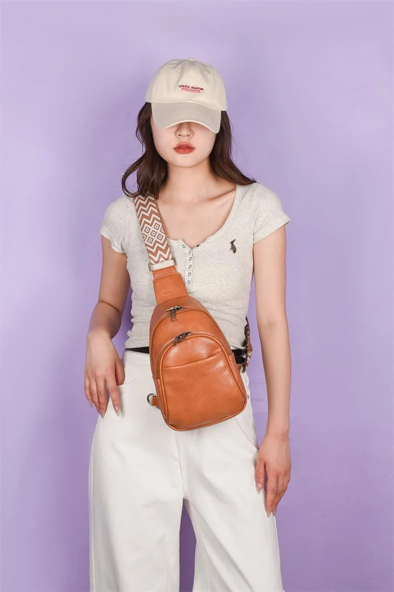 Vintage Sling Bag for Women Crossbody Sling Backpack Multipurpose Chest Bag Casual Shoulder Satchel Daypack (brown)