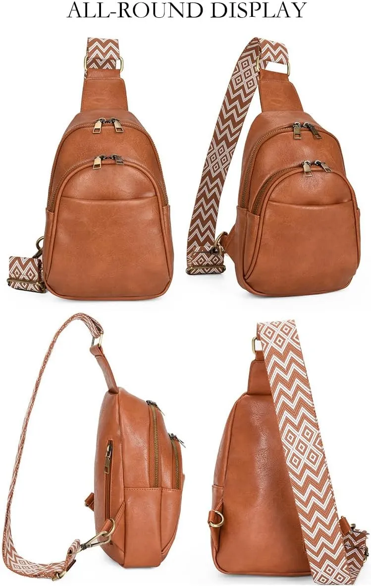 Vintage Sling Bag for Women Crossbody Sling Backpack Multipurpose Chest Bag Casual Shoulder Satchel Daypack (brown)