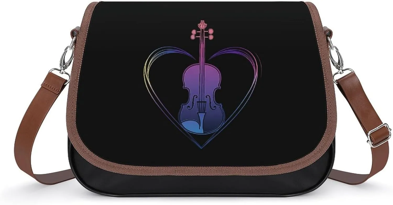 Violin Lover Cute Crossbody Purses for Women Leather Shoulder Bag Adjustable Shoulder Strap Handbag