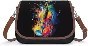 Violin Player Crossbody Bags for Women Leather Tote Bag Handbag Purse for Work Travel