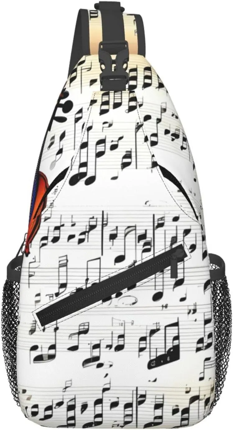 Violin Sheet Music print chest crossbody bag, fashion leisure travel bag, cross-body bag for men and women, Black, One Size, Black, One Size