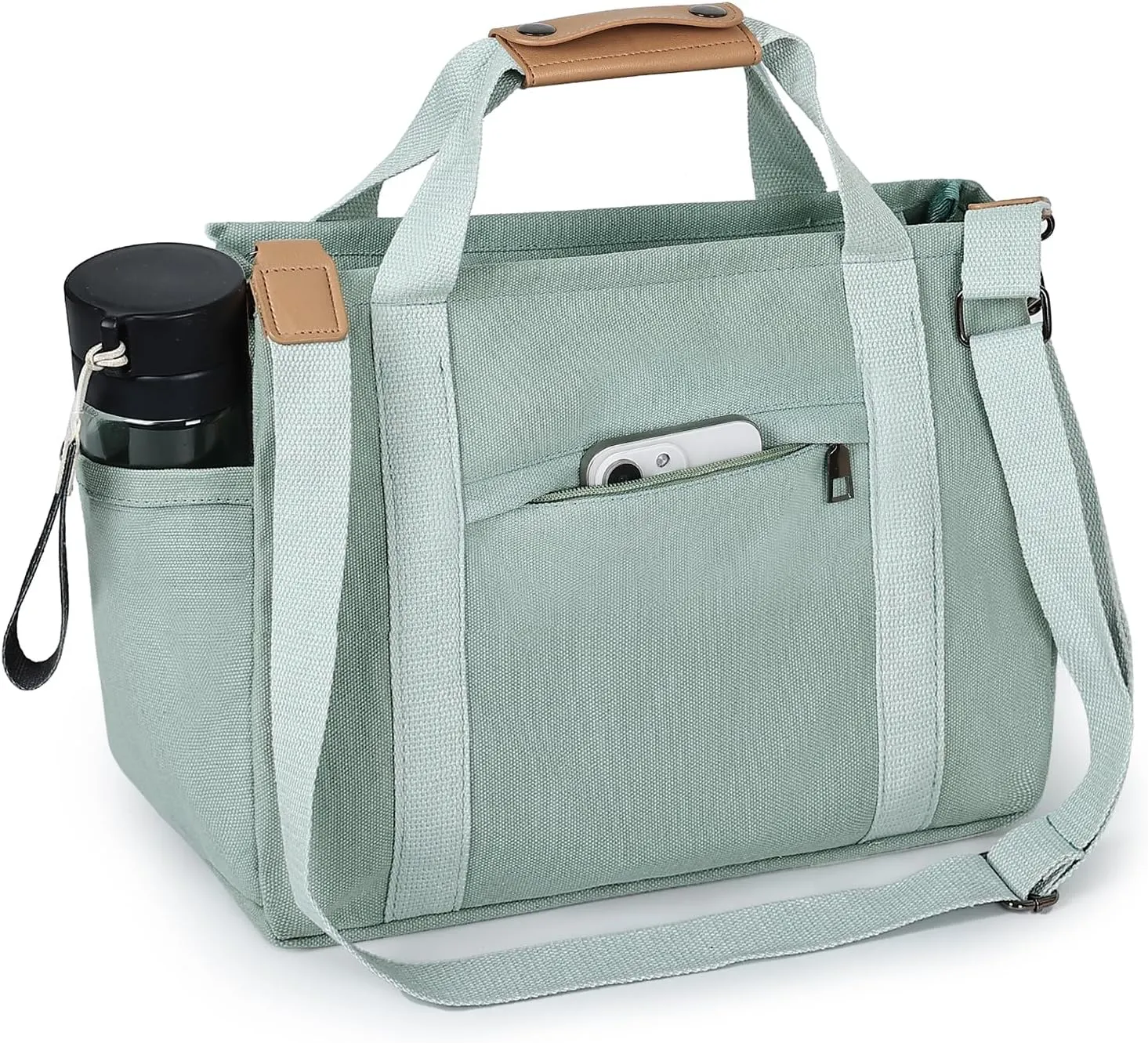 VIWIME Canvas Tote Bag for Women With Pockets, Cute Crossbody Shoulder Purses Mommy Handbag for Work Travel