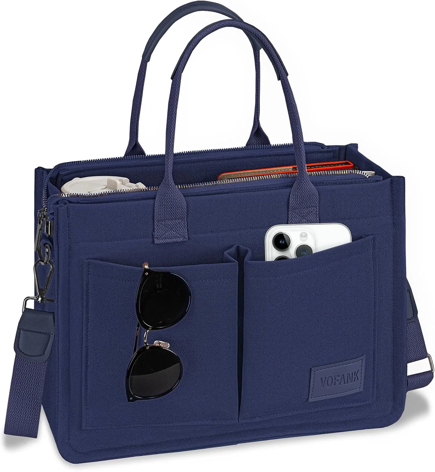 VOFANK Large Canvas Tote Bag for Women - Zipper Work Crossbody Purse Handbag Shoulder Satchel Travel Gym Everyday Bag