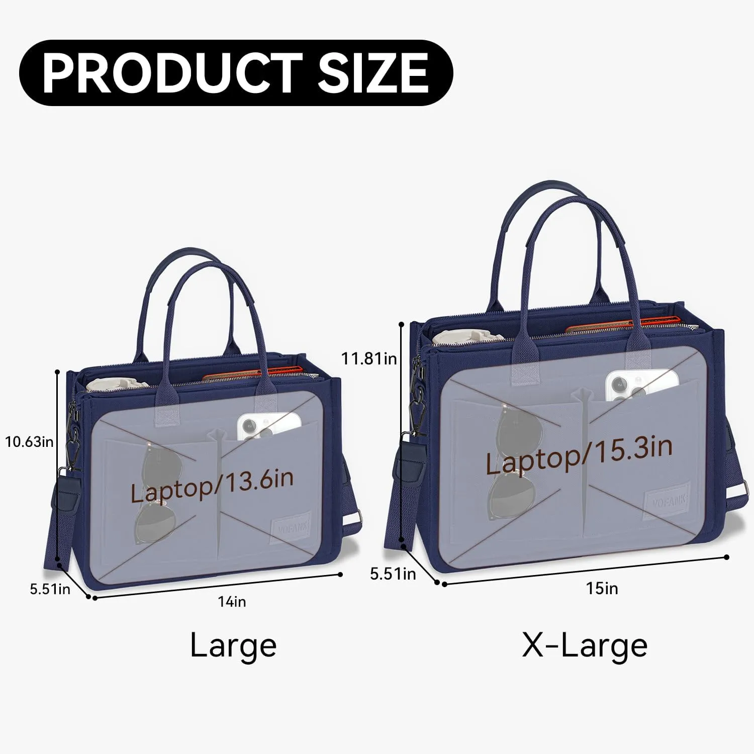 VOFANK Large Canvas Tote Bag for Women - Zipper Work Crossbody Purse Handbag Shoulder Satchel Travel Gym Everyday Bag