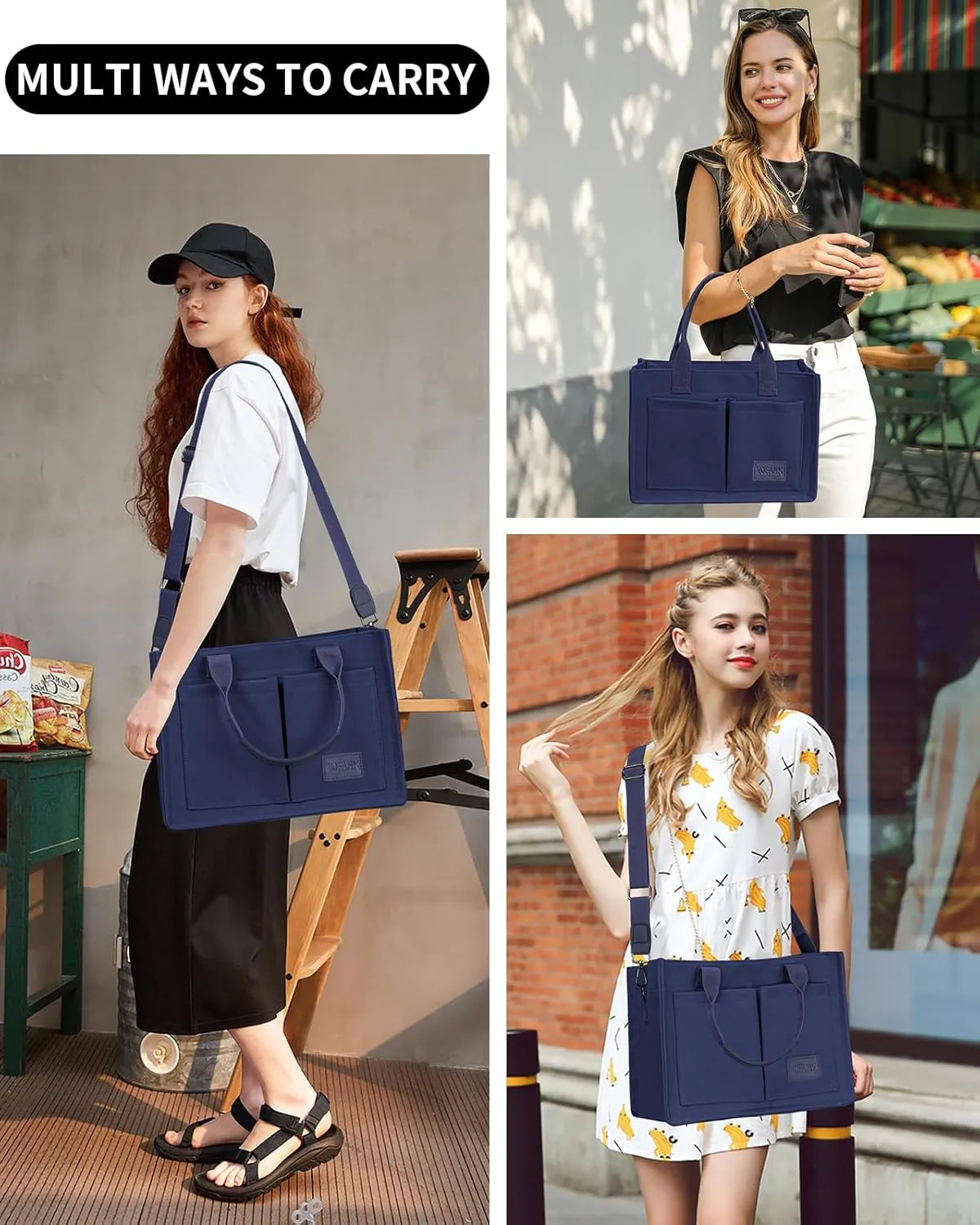 VOFANK Large Canvas Tote Bag for Women - Zipper Work Crossbody Purse Handbag Shoulder Satchel Travel Gym Everyday Bag