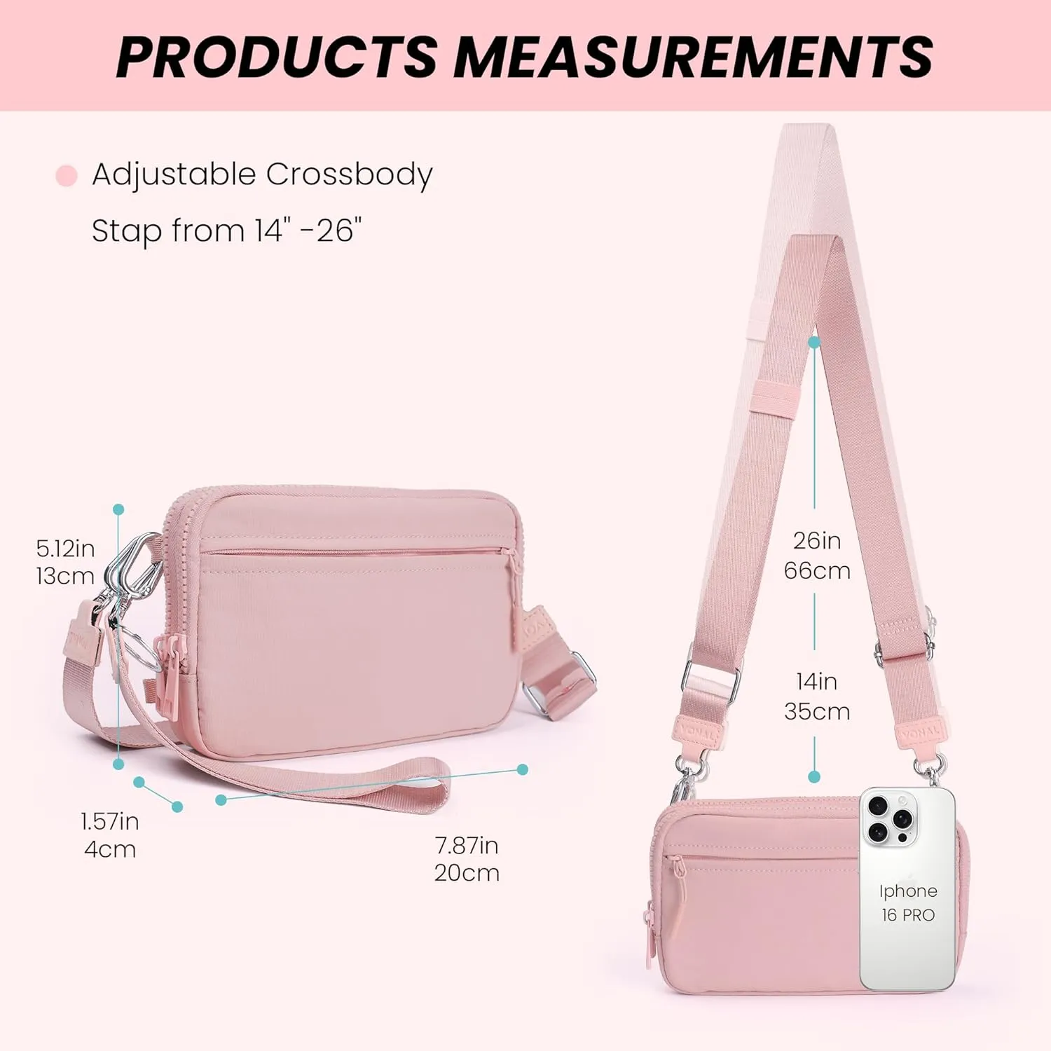 VONAL Wristlet Wallets for Women, RFID Wristlet Purse Built in Wallet, Small Nylon Crossbody Bags, Credit Card Holder