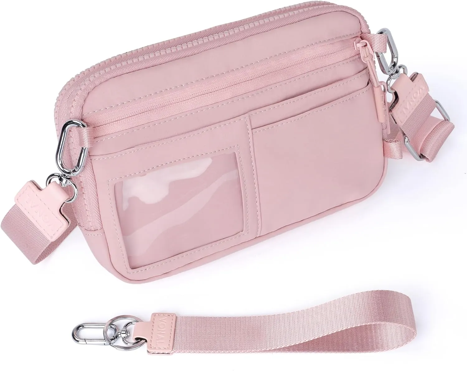 VONAL Wristlet Wallets for Women, RFID Wristlet Purse Built in Wallet, Small Nylon Crossbody Bags, Credit Card Holder