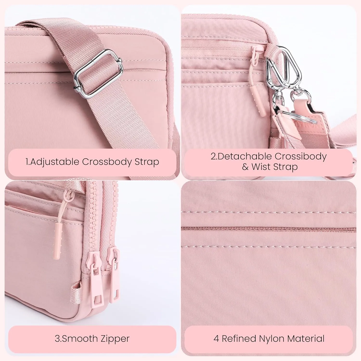VONAL Wristlet Wallets for Women, RFID Wristlet Purse Built in Wallet, Small Nylon Crossbody Bags, Credit Card Holder