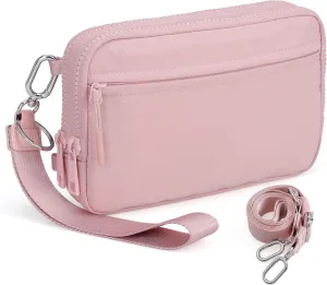 VONAL Wristlet Wallets for Women, RFID Wristlet Purse Built in Wallet, Small Nylon Crossbody Bags, Credit Card Holder