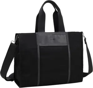 VX VONXURY Tote Bag for Women, Canvas Crossbody Handbag with Detachable Strap Stylish Wide Open Zipper Shoulder Bag for Work Office Travel,Black