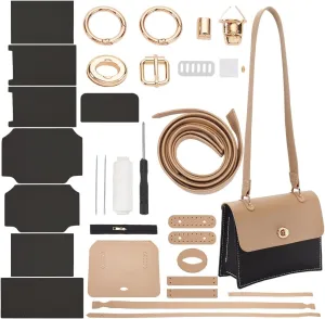 WADORN DIY PU Leather Crossbody Bag Making Kit, Women‘s Handbag Sew on Making Tool for DIY Purse Making Handmade Crossbody Kintting Sets for Birthday Christmas Valentine's Day, Black