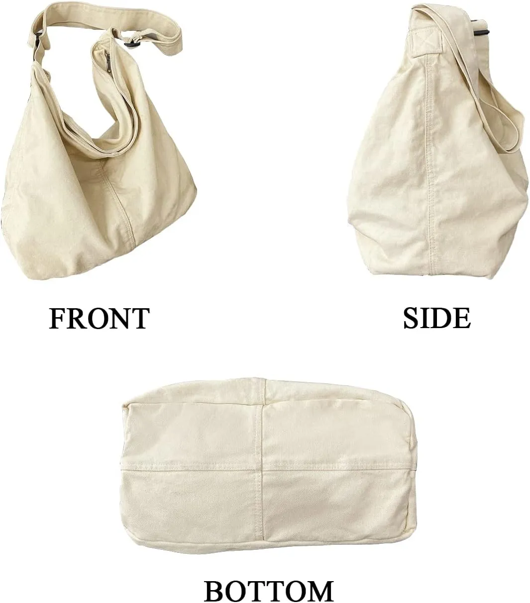 Washed Canvas Bag Solid Color Crossbody Bag for Women Tote Purse Shoulder Handbag with Adjustable Strap