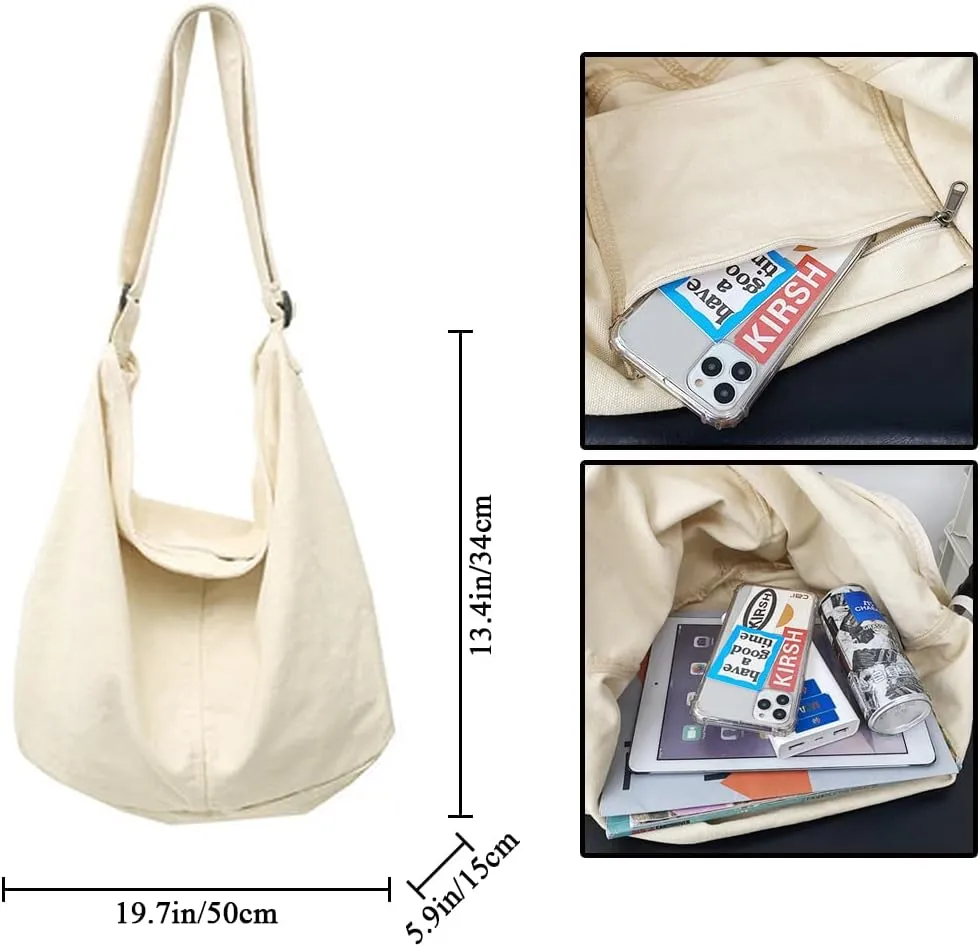 Washed Canvas Bag Solid Color Crossbody Bag for Women Tote Purse Shoulder Handbag with Adjustable Strap