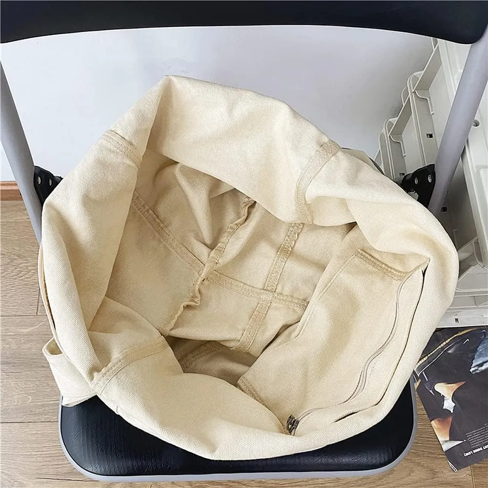 Washed Canvas Bag Solid Color Crossbody Bag for Women Tote Purse Shoulder Handbag with Adjustable Strap