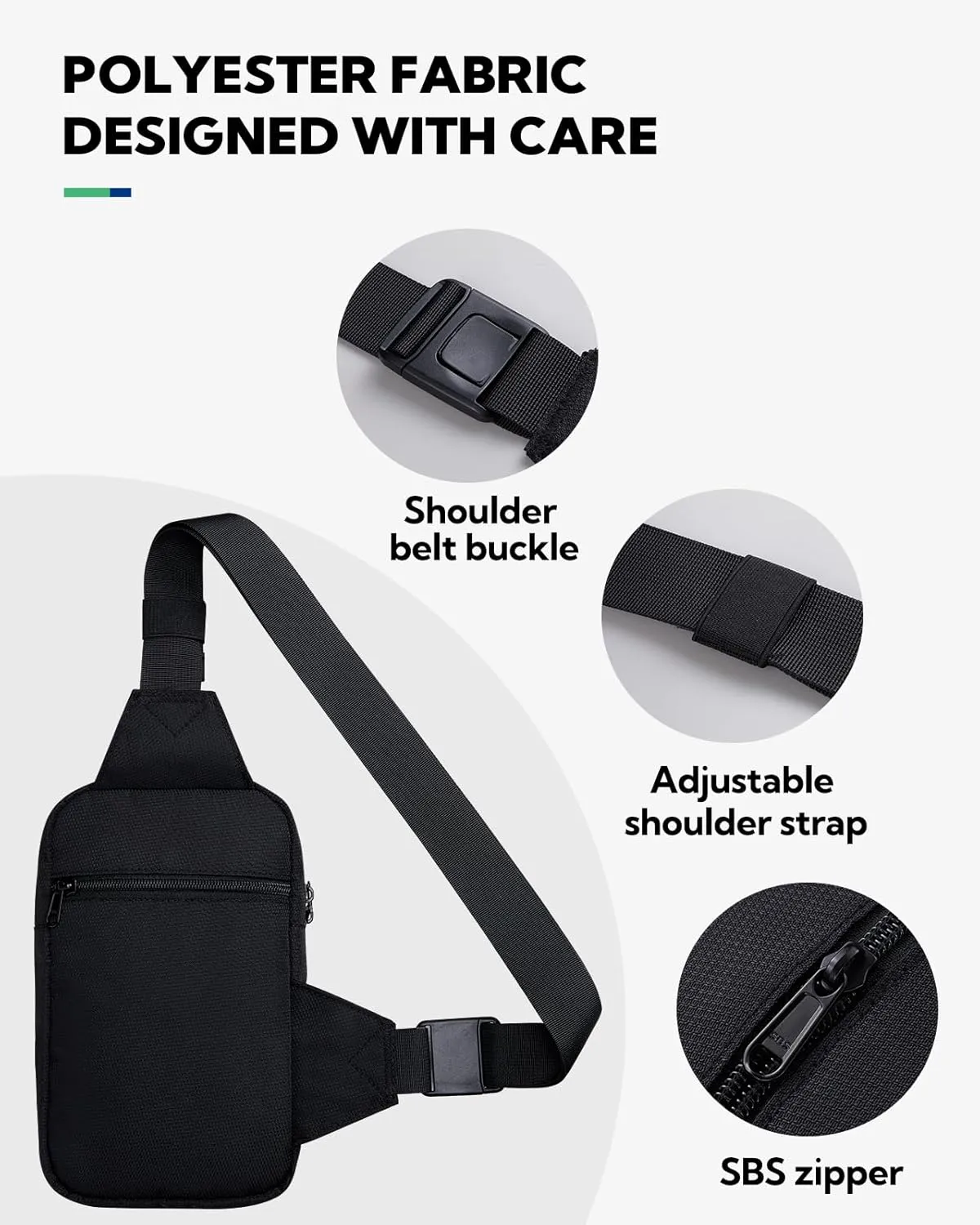 WATERFLY Mini Sling Crossbody Bag: Dual Pocket Small Shoulder Bag Lightweight Casual Phone Chest Bag Daypack for Travel