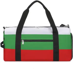 Waterproof Bulgaria Flag Sports Duffel Bag for Men Women with Shoe Compartment and Wet Pocket