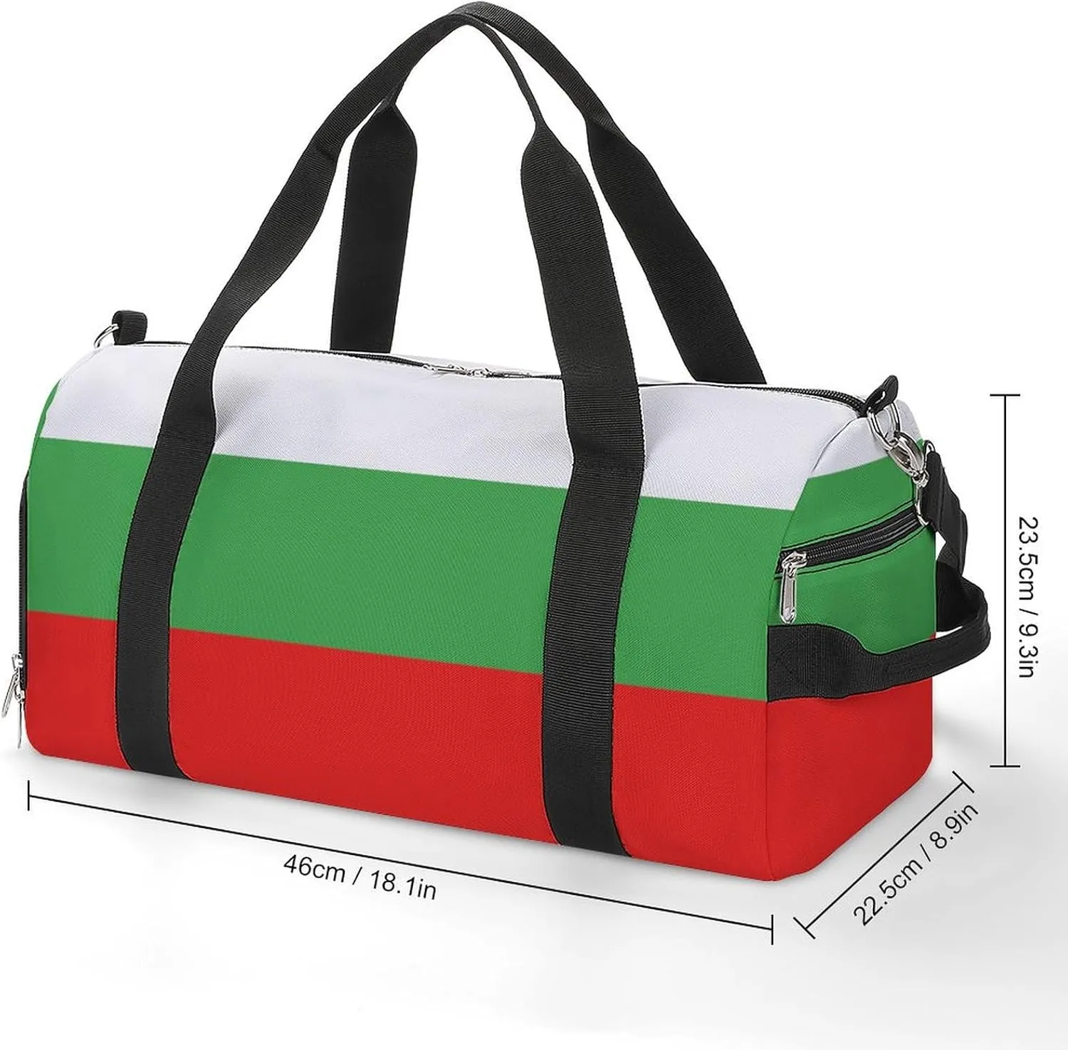 Waterproof Bulgaria Flag Sports Duffel Bag for Men Women with Shoe Compartment and Wet Pocket