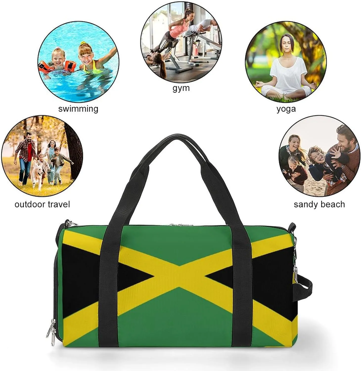 Waterproof Travel Duffel Bag Jamaican Flag for Men Women Shoe Compartment