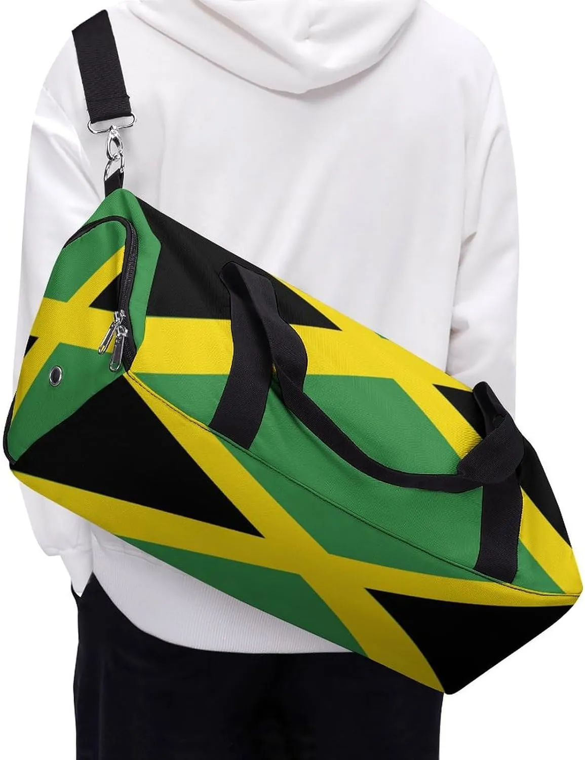 Waterproof Travel Duffel Bag Jamaican Flag for Men Women Shoe Compartment