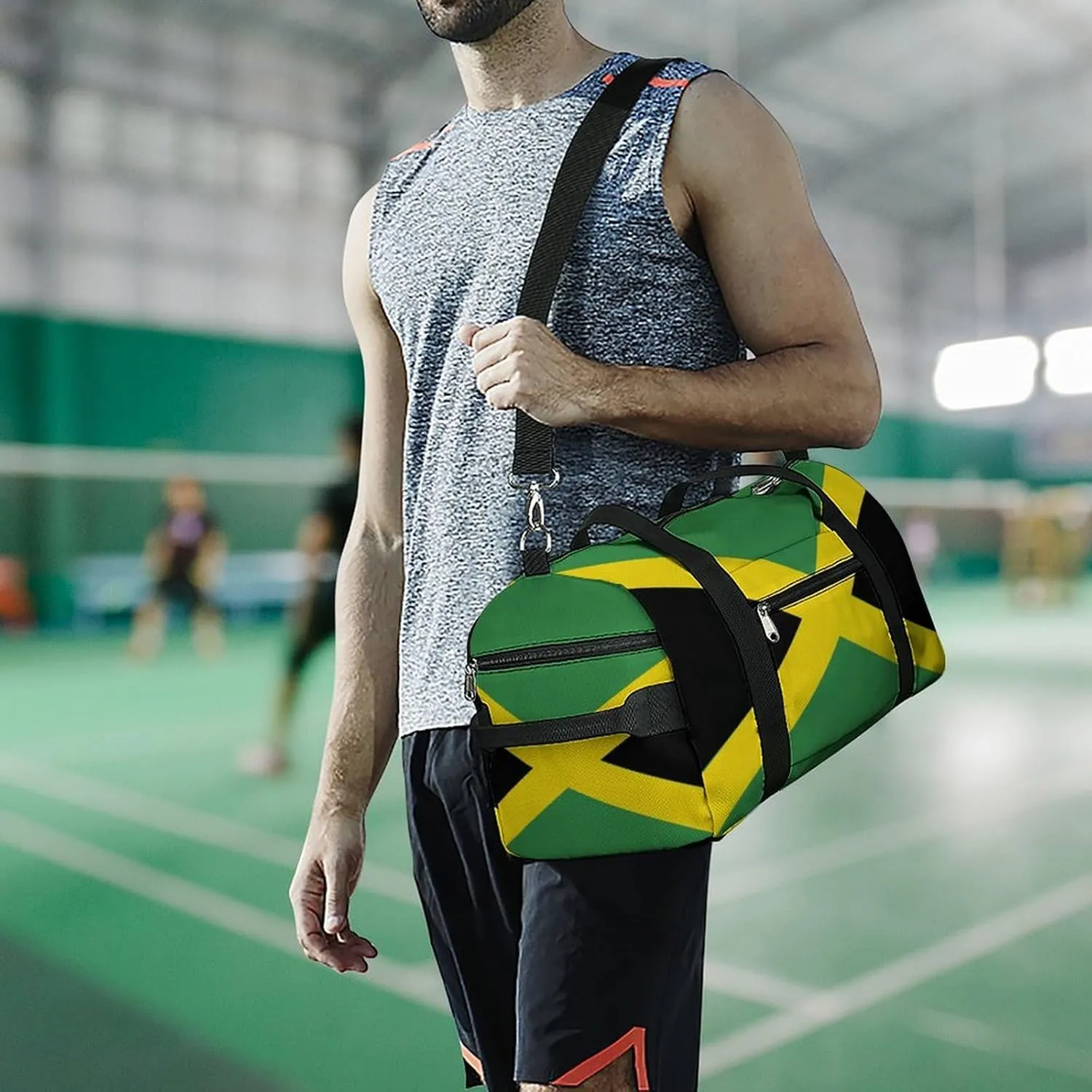 Waterproof Travel Duffel Bag Jamaican Flag for Men Women Shoe Compartment