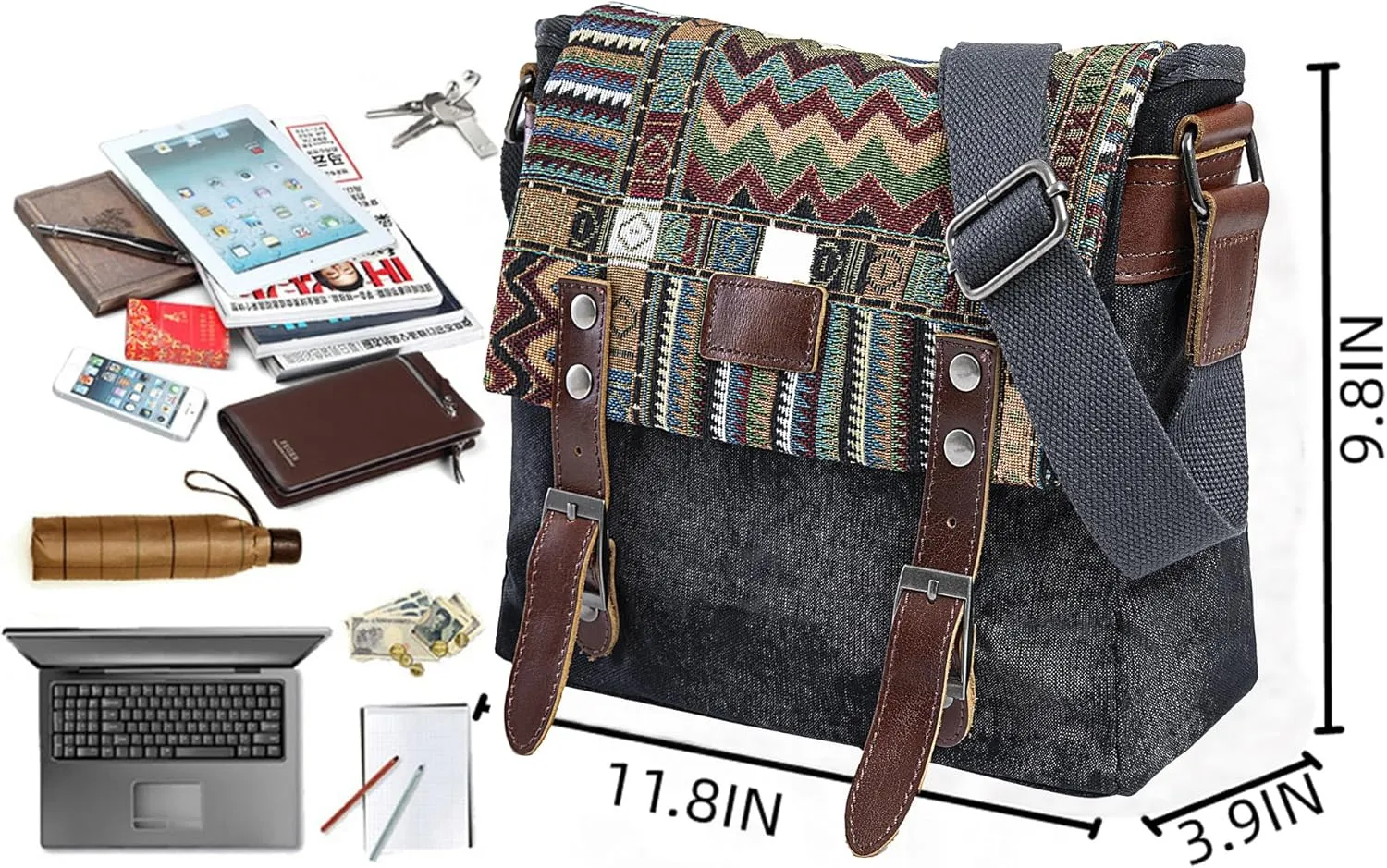 Weekender Bag for Women Men, Bohemian Crossbody Shoulder Bag Handbag