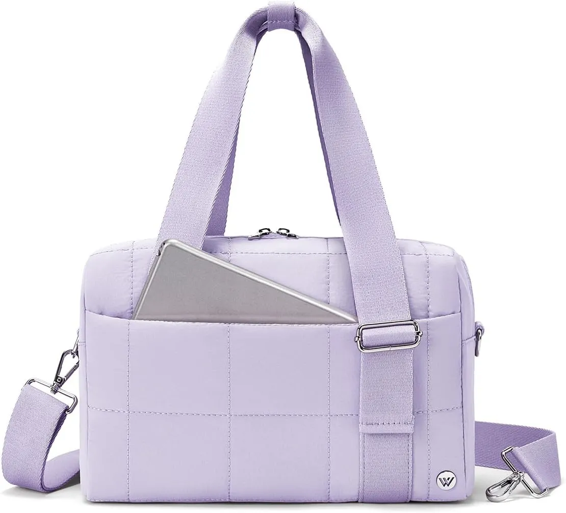 WESTBRONCO Small Puffer Crossbody Bags for Women, Mini Puffy Quilted Gym Bag Lightweight Tote Bag with Zipper Compartments