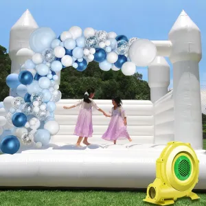 White Bounce House for Adults Kids, 100% PVC Commercial Grade Bounce House with 750W Blower Large Inflatable Balloon House for Birthday Party Wedding Gender Reveal and Other Celebrations 13x11.5x10ft