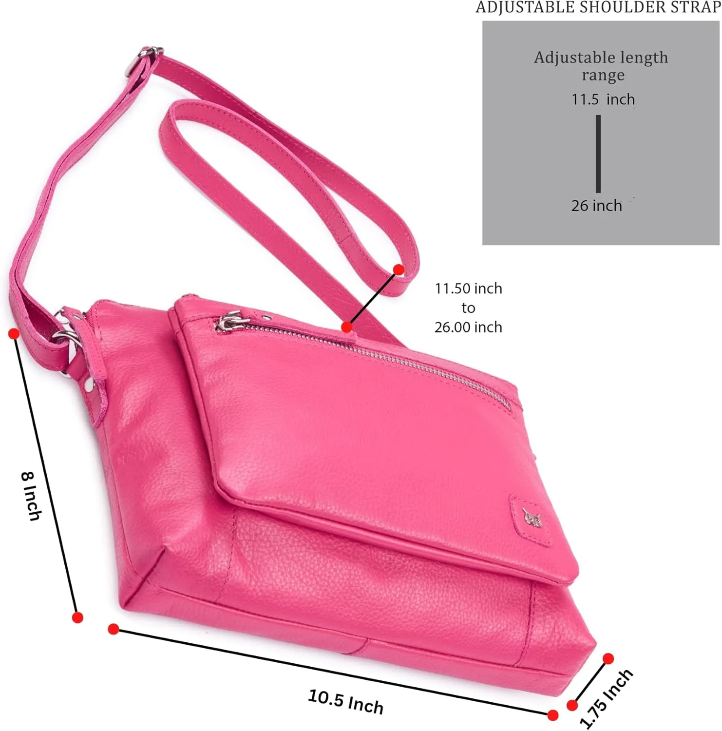 Wise Owl Accessories Small Soft Pebbled Real Leather Crossbody Handbags Purses Sling Crossover Shoulder Bag