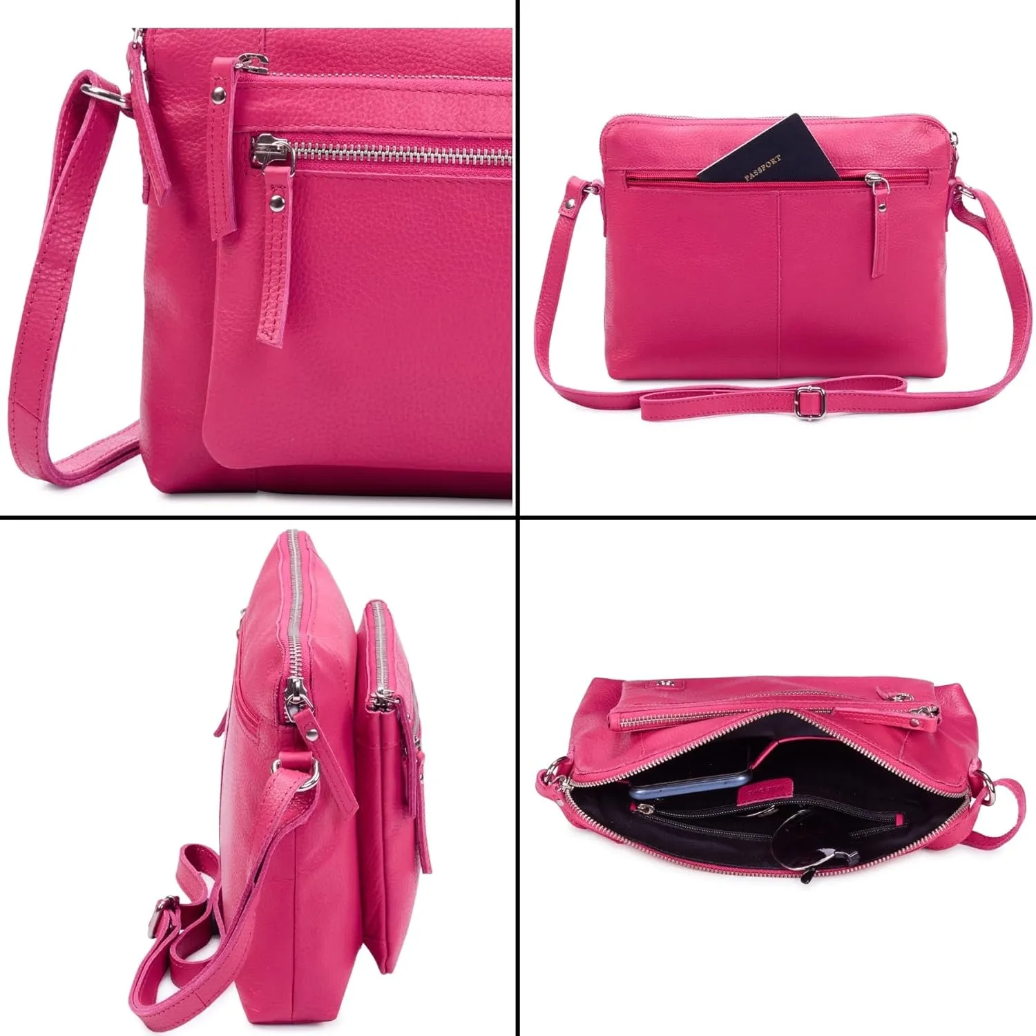 Wise Owl Accessories Small Soft Pebbled Real Leather Crossbody Handbags Purses Sling Crossover Shoulder Bag