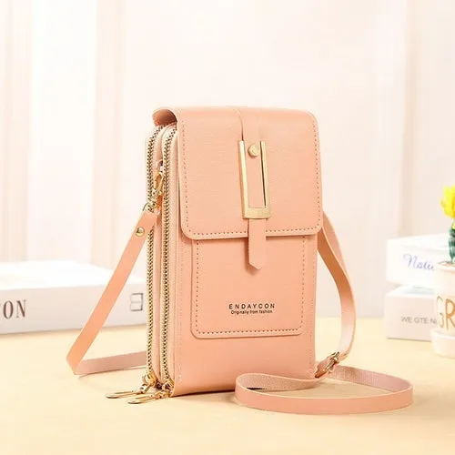 Women Bags Soft Leather Wallets Touch Screen Cell Phone Purse