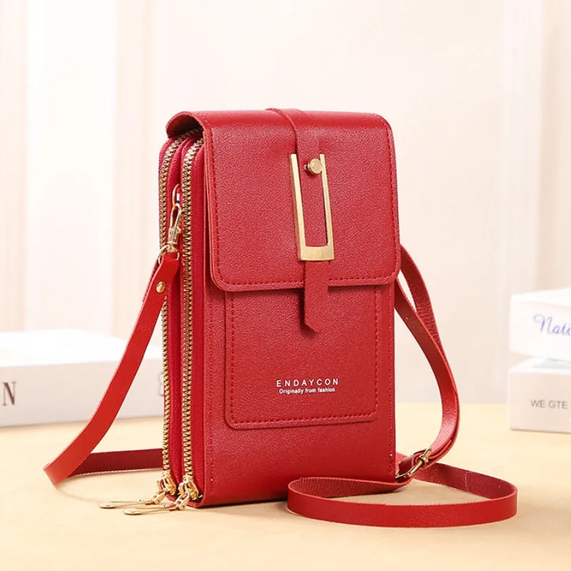 Women Bags Soft Leather Wallets Touch Screen Cell Phone Purse