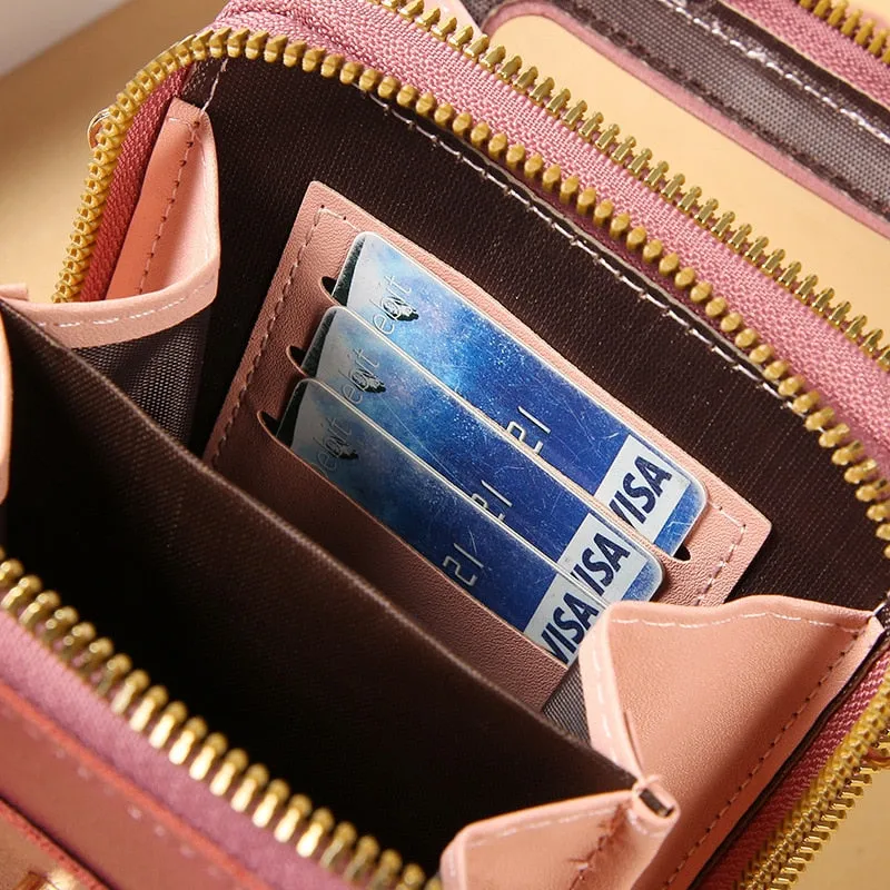 Women Bags Soft Leather Wallets Touch Screen Cell Phone Purse