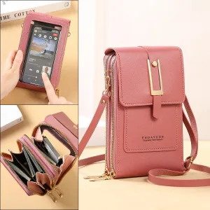 Women Bags Soft Leather Wallets Touch Screen Cell Phone Purse