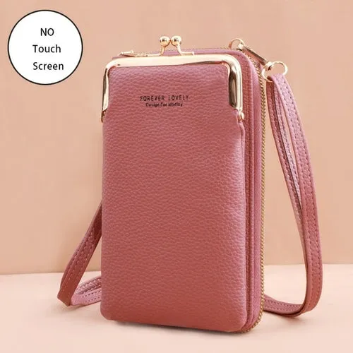 Women Bags Soft Leather Wallets Touch Screen Cell Phone Purse