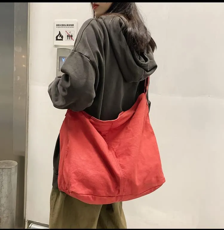 Women Casual Hobo Handbag Classiclote bag Female Vintage Canvas Crossbody Bag (rust red)