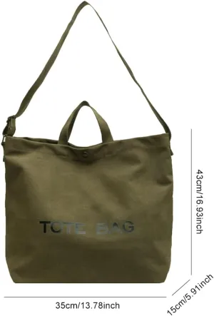 Women Casual Tote Handbag Large Capacity Canvas Retro Shoulder Bag Adjustable Strap Simple Top Handle Bag Students B