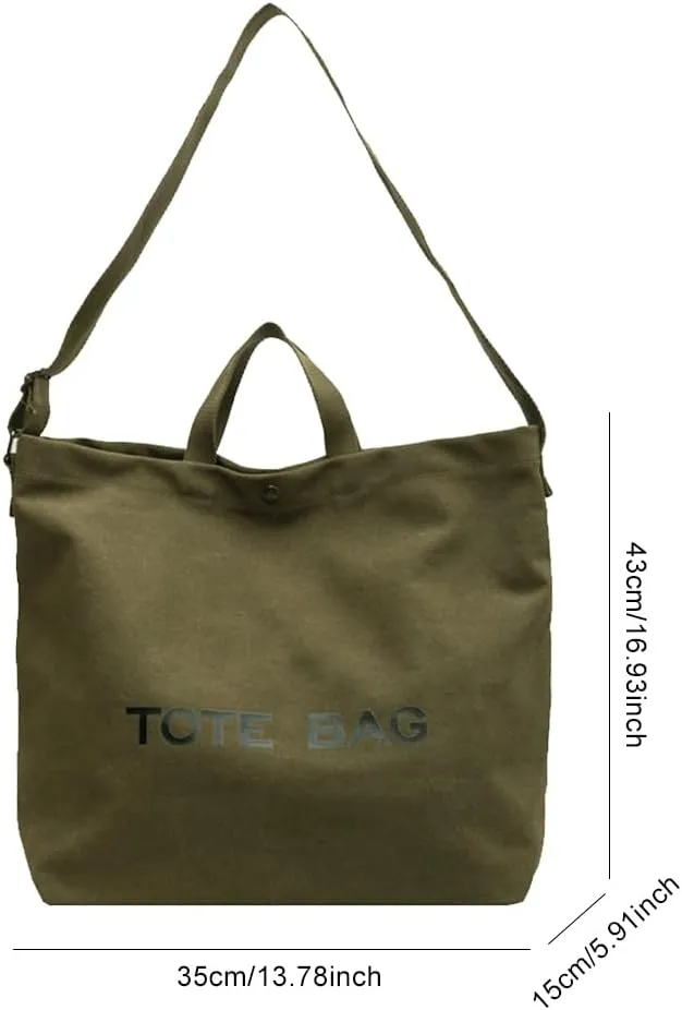 Women Casual Tote Handbag Large Capacity Canvas Retro Shoulder Bag Adjustable Strap Simple Top Handle Bag Students B