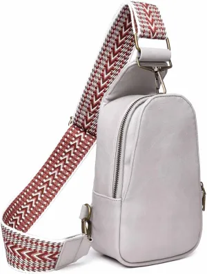 Women Chest Bag Sling Bag Small Crossbody PU Leather Satchel Daypack for Lady Shopping Travel Fashion Shoulder Strap