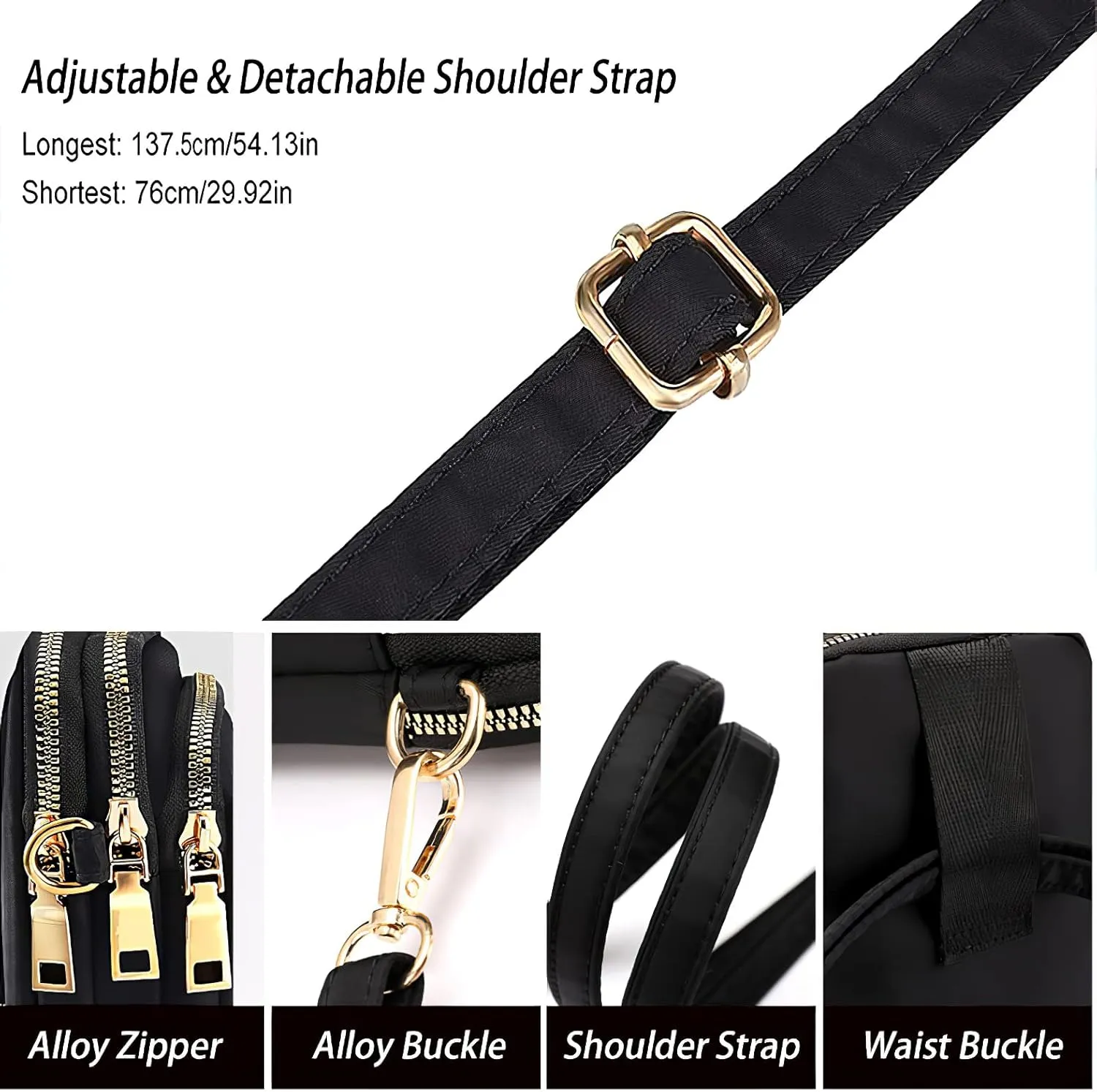 Women Crossbody Phone Bag Zipper Waterproof Nylon Wallet Cellphone Purse Ladies Shoulder Bag Wristlet Handbag