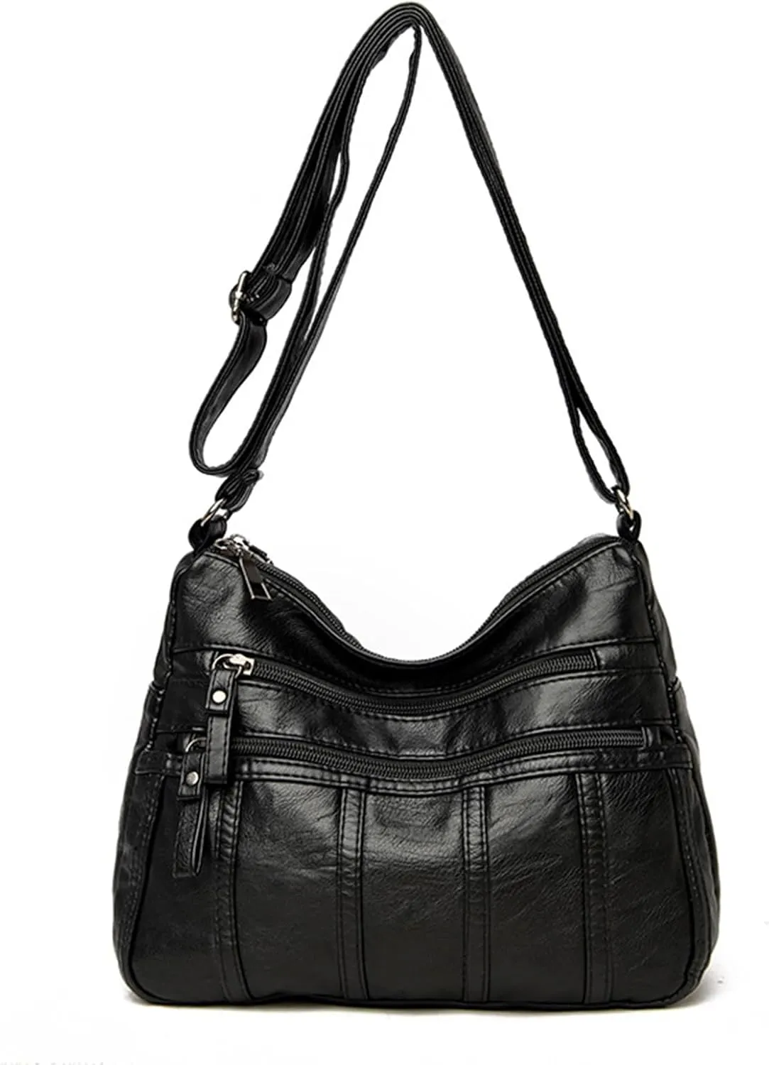 Women Crossbody Shoulder Bag Soft PU Leather Handbags Multi-Pocket Messenger Bag Waterproof Purse for Ladies