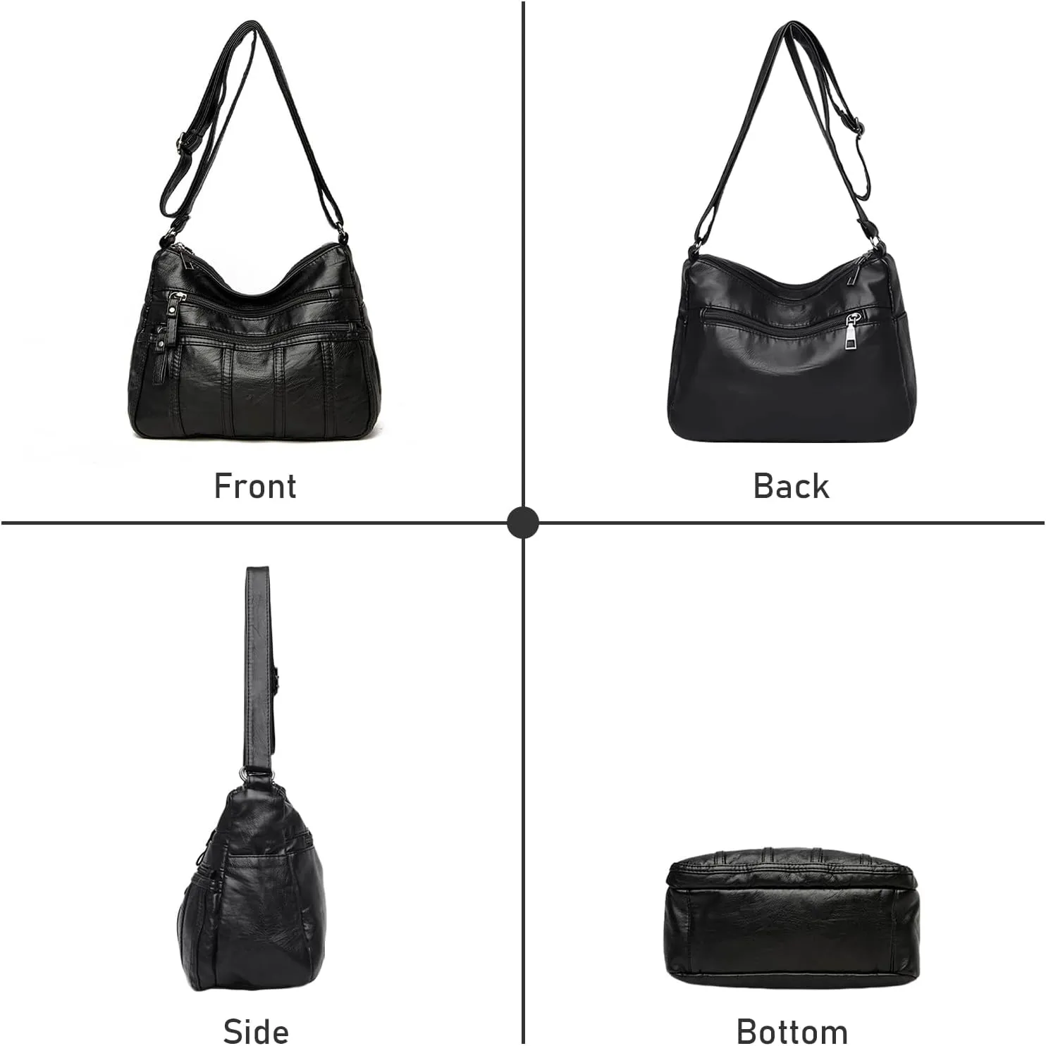 Women Crossbody Shoulder Bag Soft PU Leather Handbags Multi-Pocket Messenger Bag Waterproof Purse for Ladies