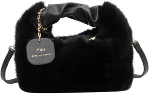 Women Fluffy Tote Bag Plush Shoulder Underarm Bag Faux Fur Crossbody Handbag with Strap Y2K Furry Purse Winter