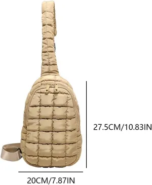 Women Quilted Chest Bag Adjustable Strap Padding Crossbody Bag Large Capacity Simple Shoulder Bag Female Commute Bag