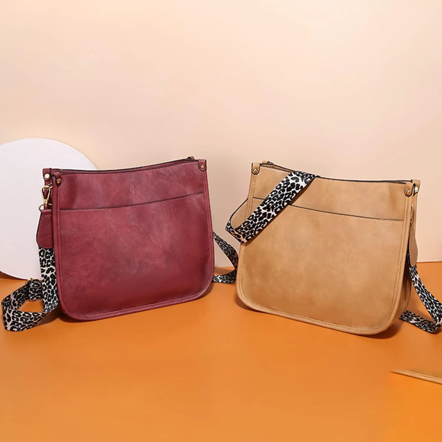Women Shoulder Crossbody Bag Vintage Handbags Purse with Leopard Guitar Strap Medium Satchel Hobo Bag