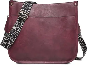 Women Shoulder Crossbody Bag Vintage Handbags Purse with Leopard Guitar Strap Medium Satchel Hobo Bag