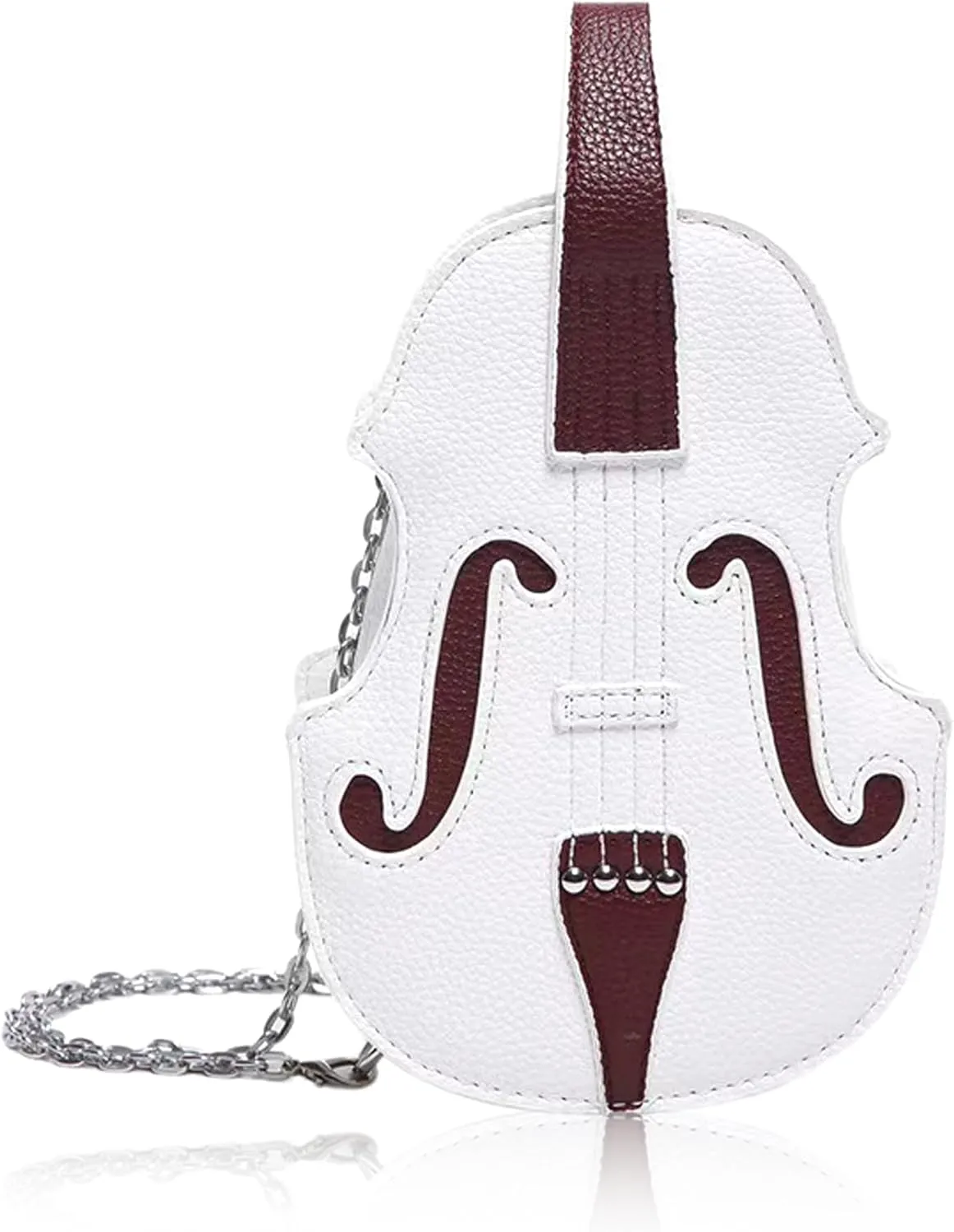 Women Violin Shaped Crossbody Shoulder Bag with Trendy Chain Strap PU Leather Music Purse Handbag Violin Lover Gifts